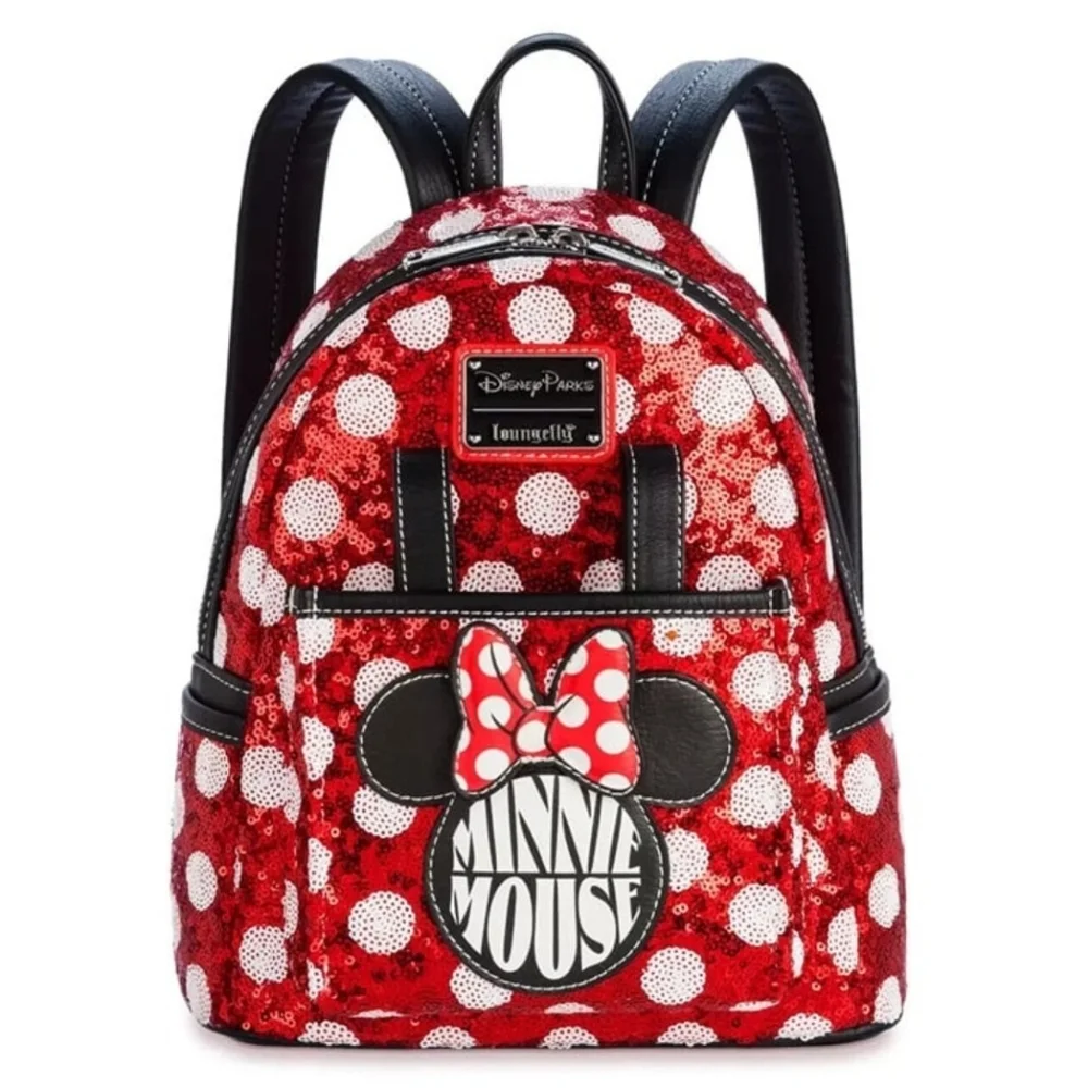 Loungefly disney Minnie Mouse sequins Polka Dot mini backpack - Picture 1 of 5